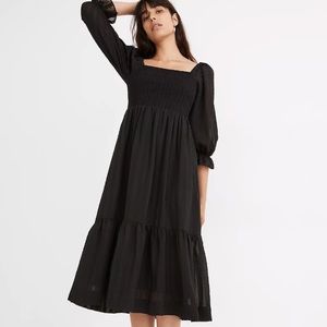 Lucie Elbow Sleeved Smocked Midi Dress